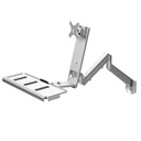 Wall Mounted Single Monitor Arm with Keyboard Tray (Gas Spring)