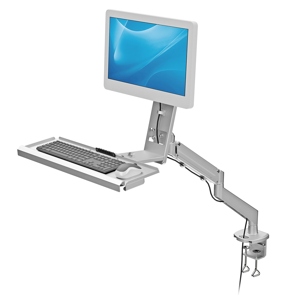 Single Monitor Arm with Keyboard Tray (Gas Spring)